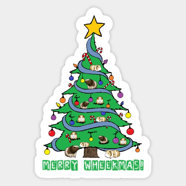 Merry Wheekmas! Guinea Pig Christmas Tree Sticker by ARTWORKandBEYOND